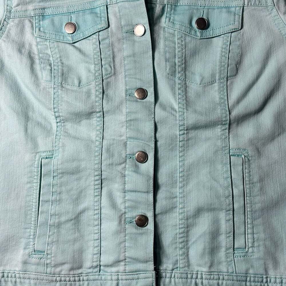 Croft & Barrow Women’s Aqua Stretch Denim Jacket Button Front Size Medium - Picture 5 of 8